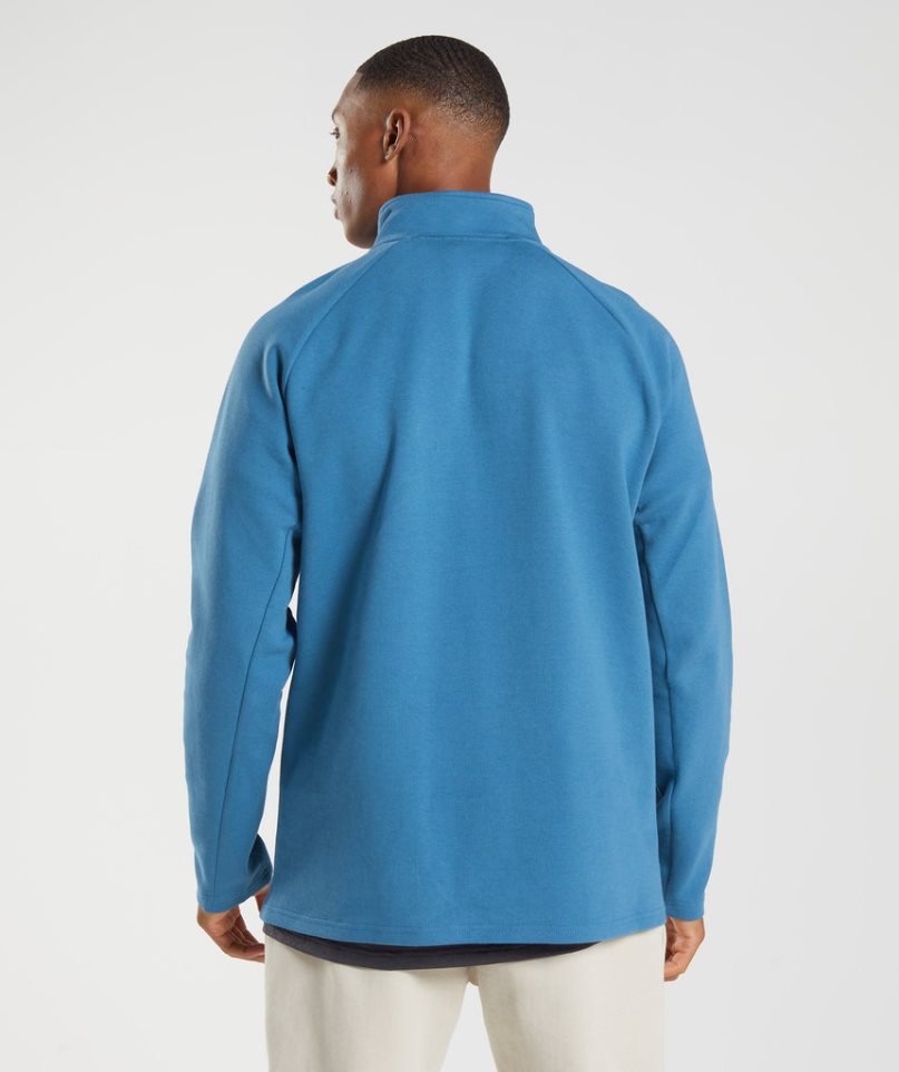 Men's Gymshark Rest Day 1/4 Zip Sweatshirts Turquoise | NZ 9WKTQJ